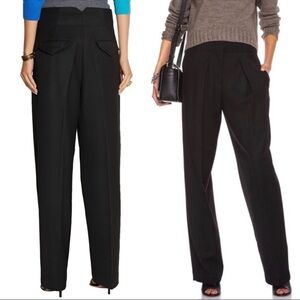 3.1 PHILLIP LIM WOOL PLEATED HIGH-RISE BLACK RELAXED CROP TROUSERS SIZE 4